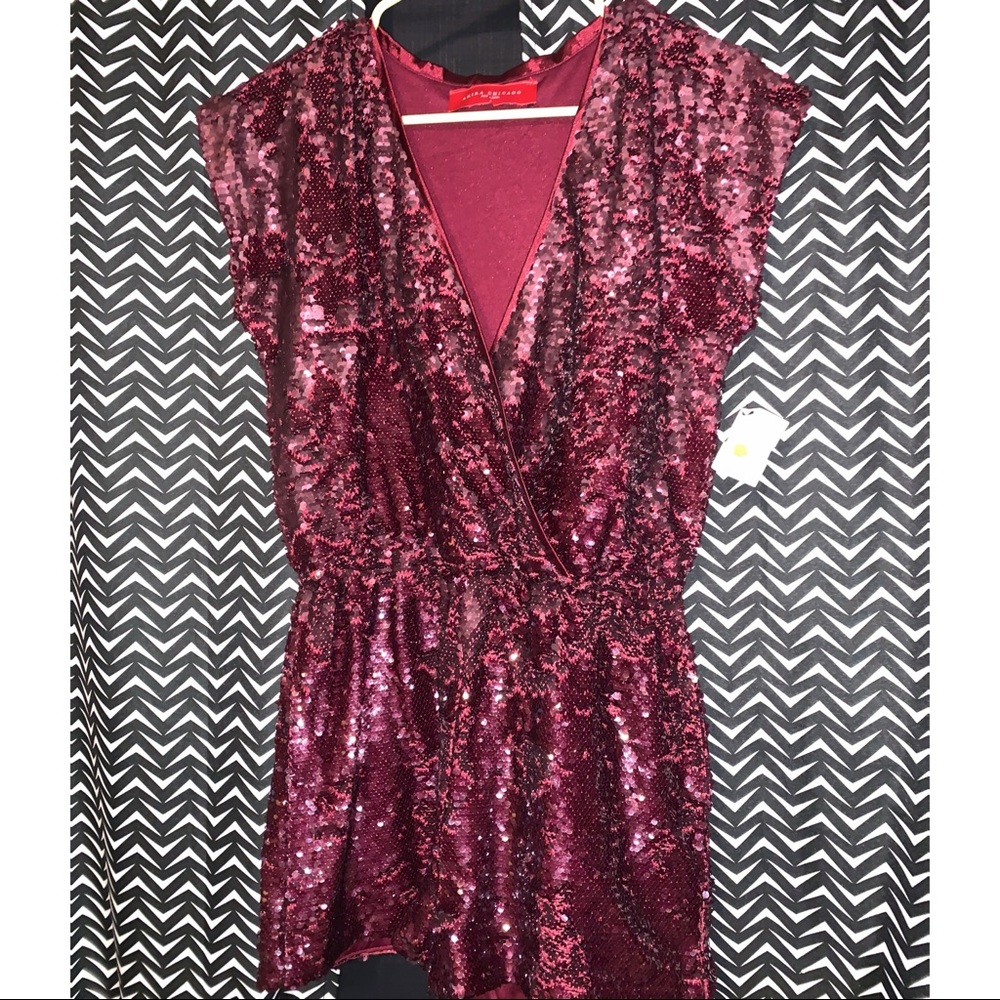 AKIRA Deep Burgundy Sequin Romper